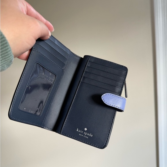 Kate Spade Madison Colorblock Medium Compact Bifold Wallet In Evening Blue Iris - Picture 10 of 10